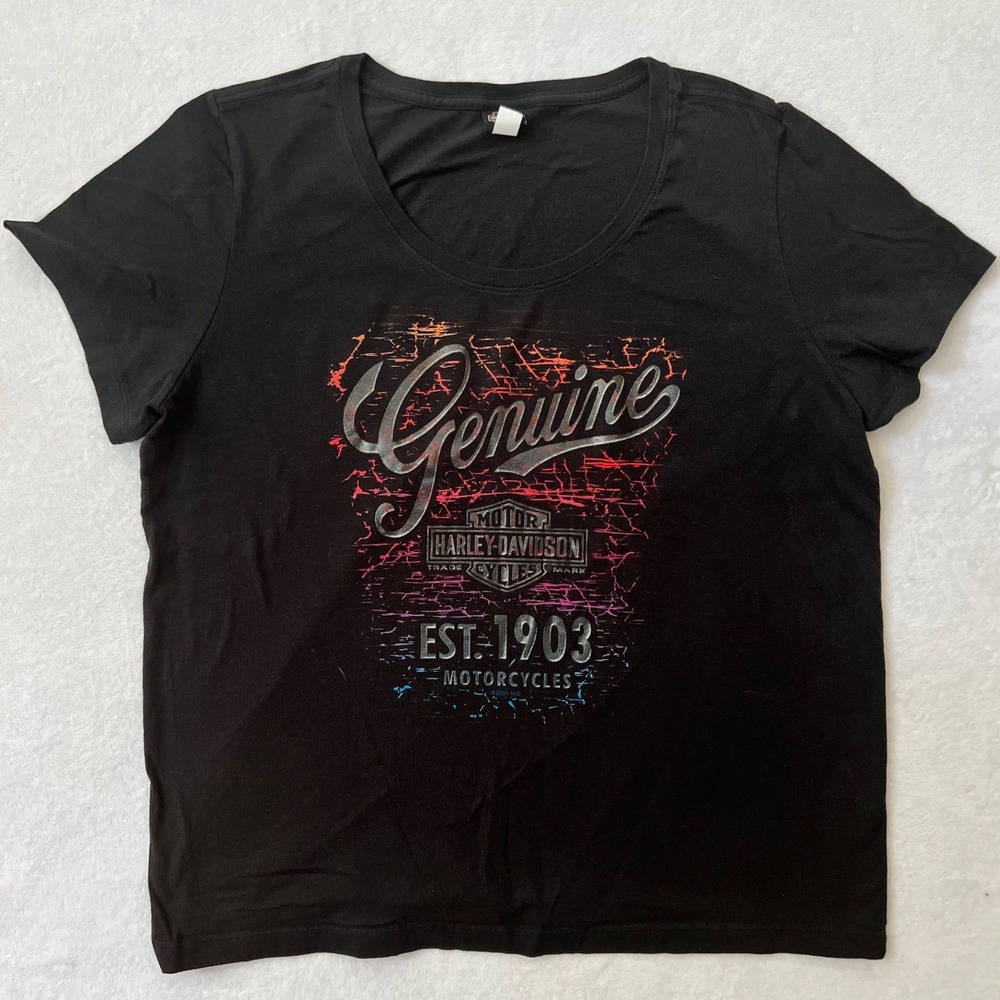 Harley Davidson T-Shirt Black V-Neck Myrtle Beach Graphic Tee XL